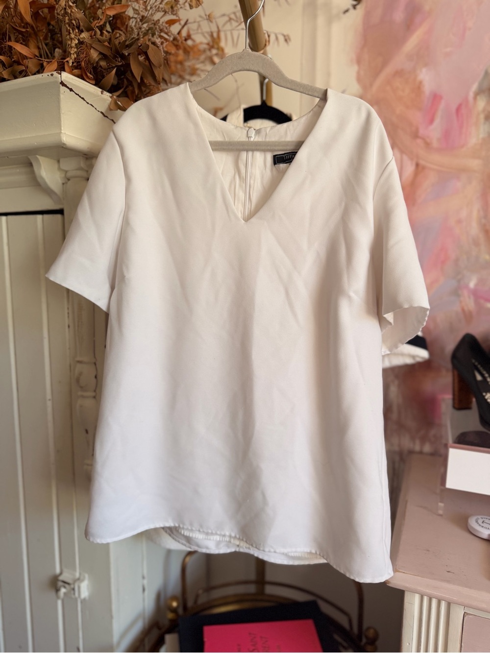 Tiffany & Co Classic White V-Neck Women's Top